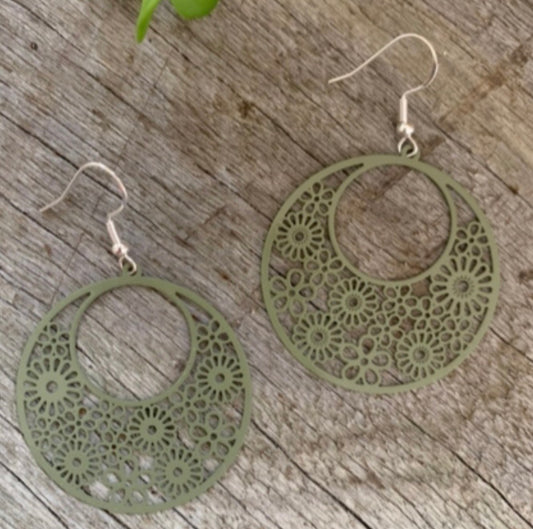 Monique Filigree Deep Sage Earrings