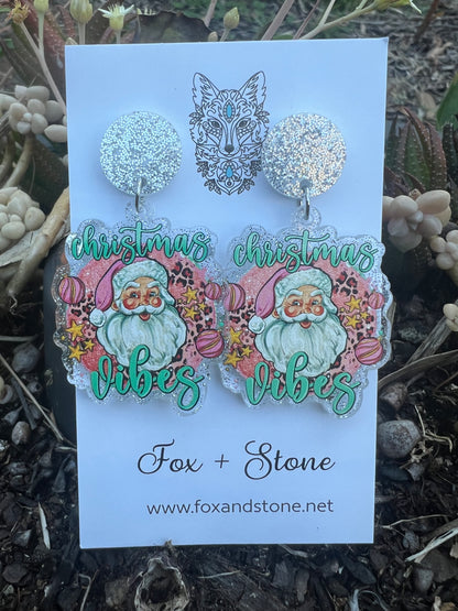 Merry Christmas Santa Earrings