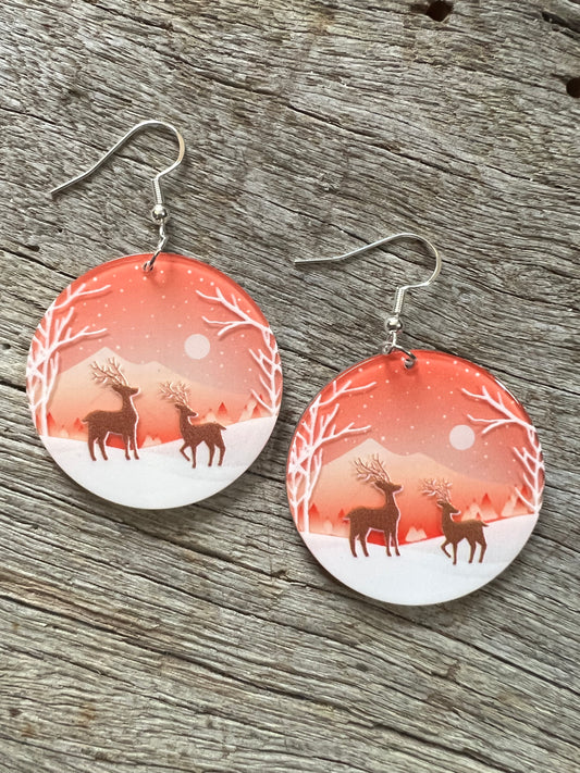Merry Christmas Deer Earrings