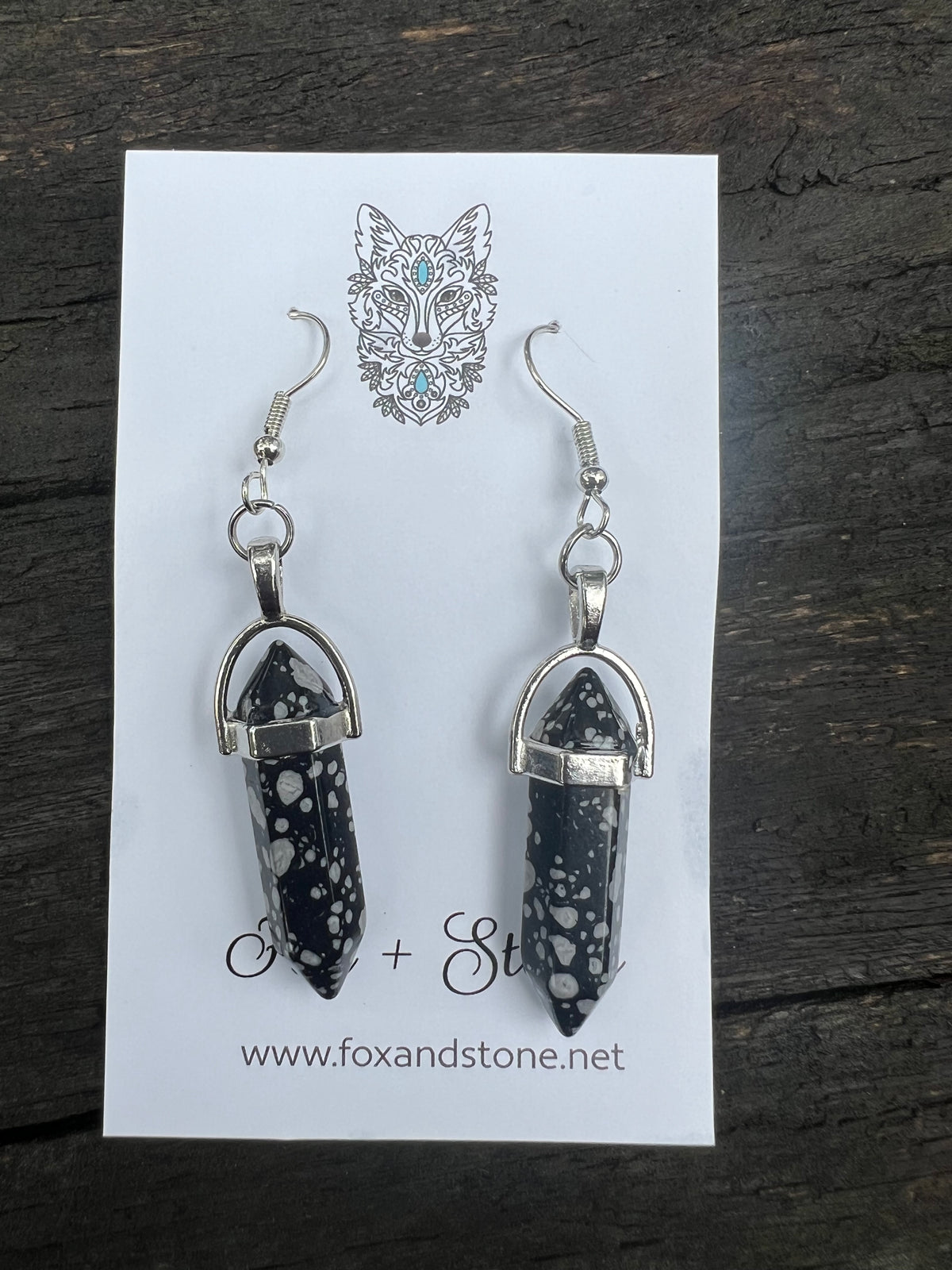 Snowflake Obsidian Natural Stone Earrings