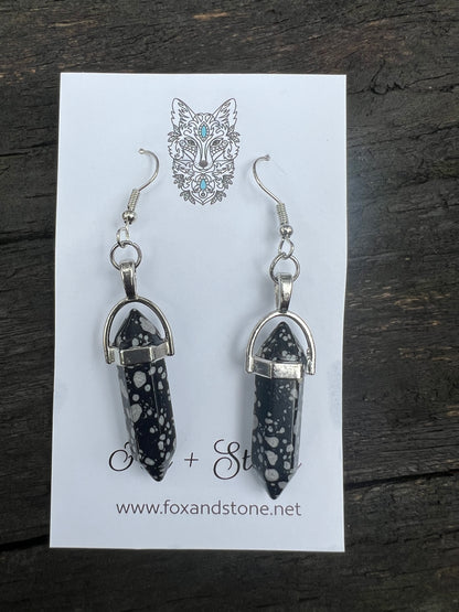 Snowflake Obsidian Natural Stone Earrings