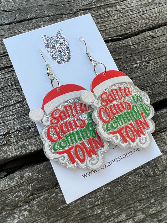 Santa Claus Is Coming Resin Earrings