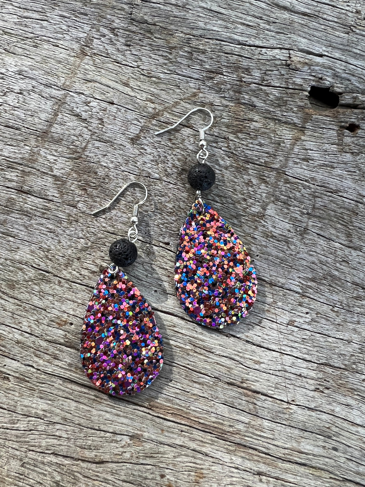 Funfetti Sparkle Lave Rock Earrings