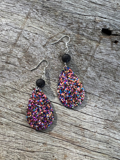 Funfetti Sparkle Lave Rock Earrings