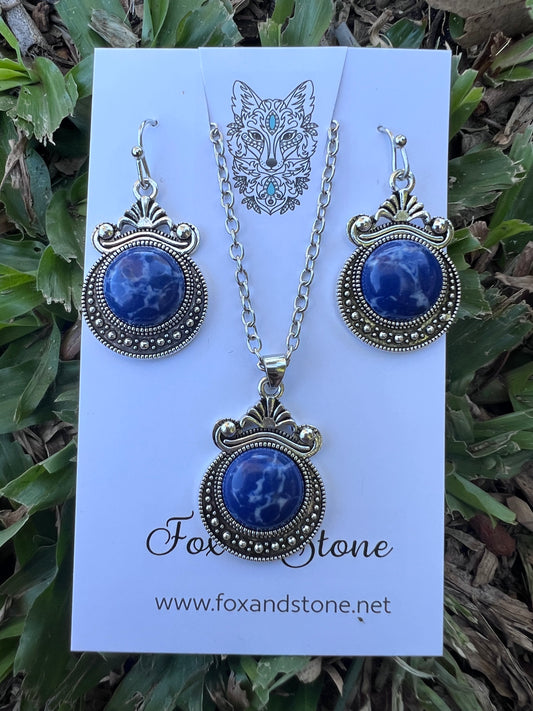 Sodalite Pendant Earring Set