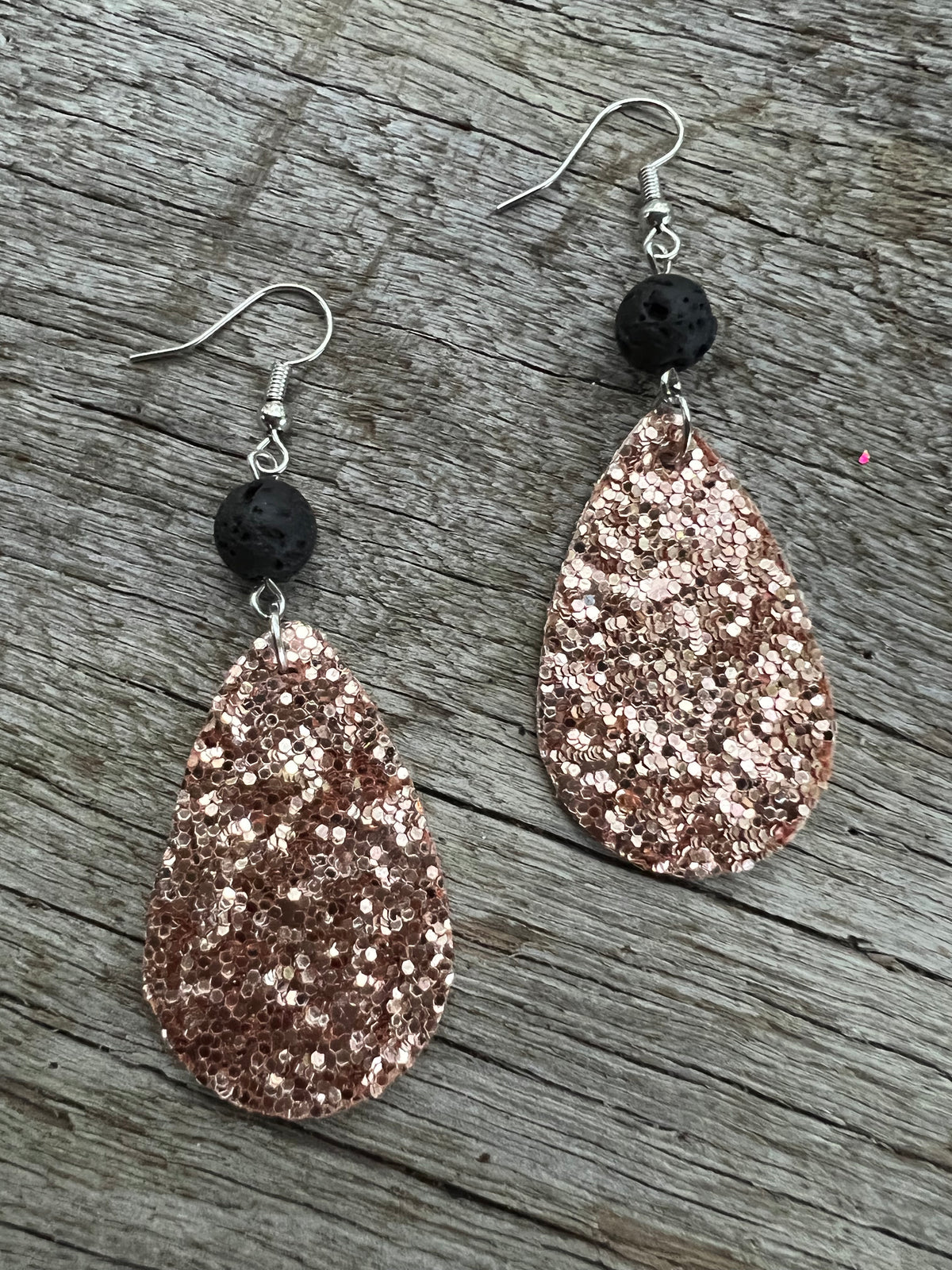 Copper Sparkle Lave Rock Earrings