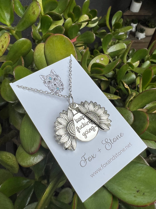 Sunflower Pendant Hidden Inspirational Message
