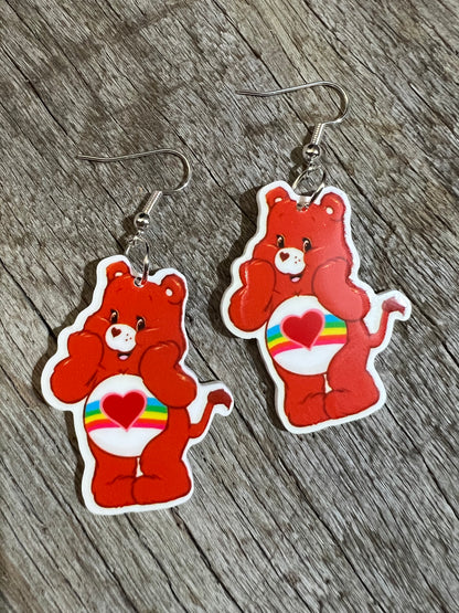 Rainbow Heart Bear Earrings