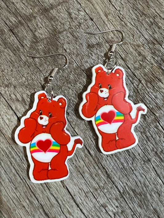 Rainbow Heart Bear Earrings