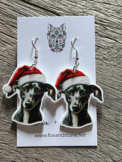 Italian Greyhound Xmas Dog Earrings