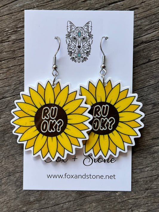 RU OK Sunflower Earrings