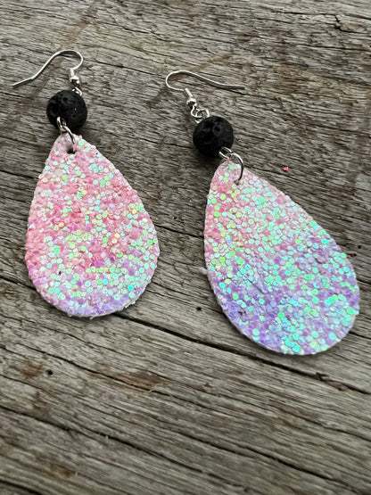 Ombre Sparkle Lave Rock Earrings