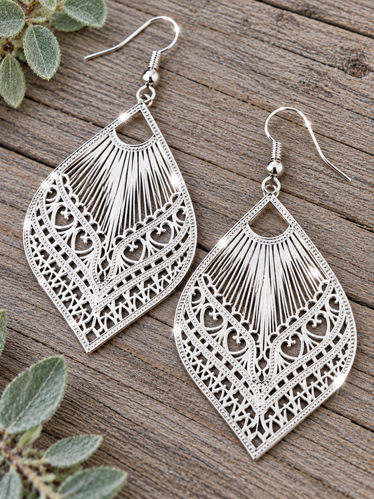 Samantha Shiny Silver Filigree Earrings