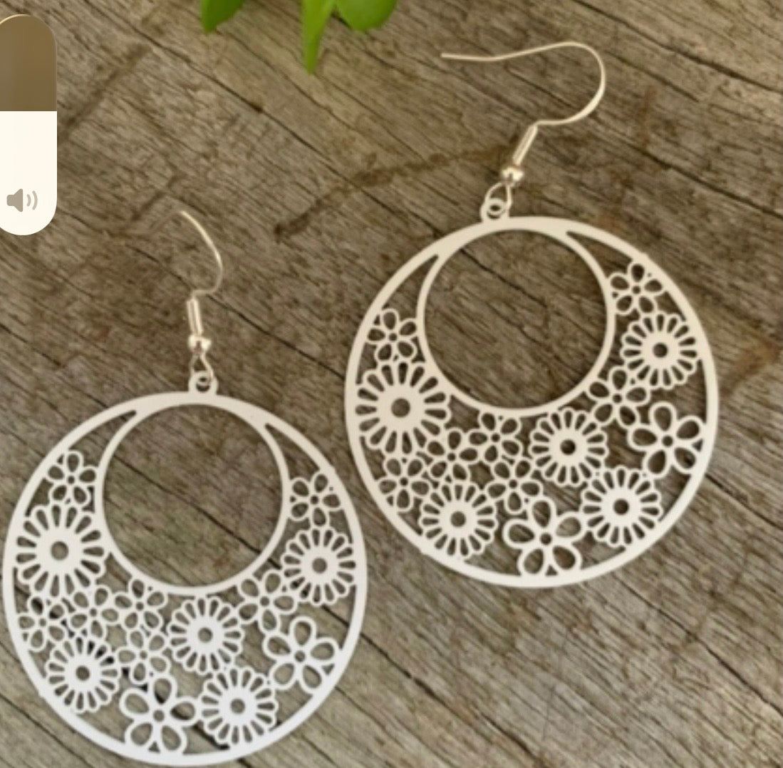 Monique Filigree White Earrings