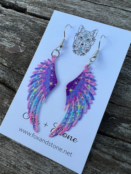 Indian Feather Purple Earrings