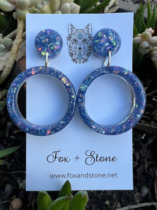 Round Circle Sparkle Glitter Earrings