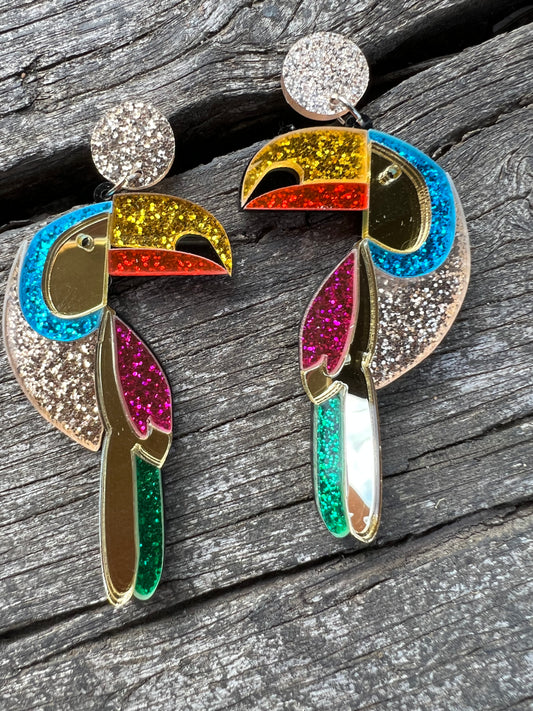 Bold Parrot Mirror Earrings