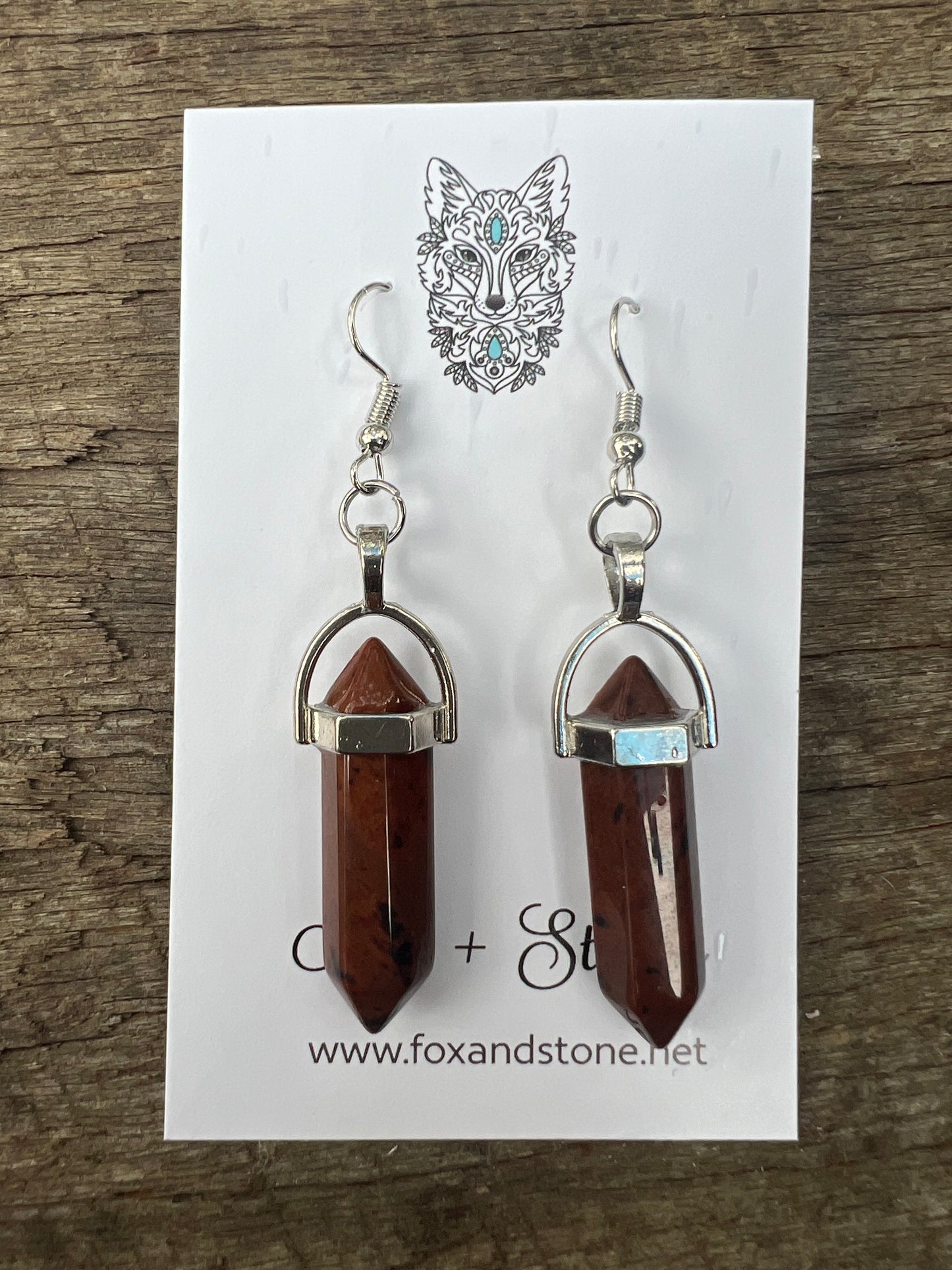 Brecciated Jasper Gemstone Bullet Point Earrings