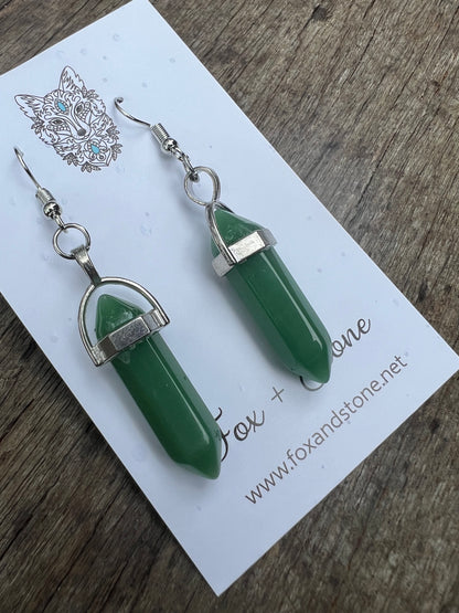 Green Natural Gemstone Earrings