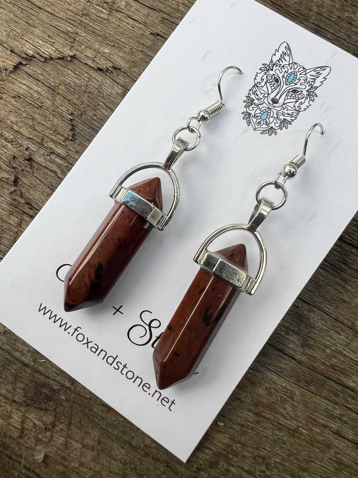 Brecciated Jasper Gemstone Bullet Point Earrings