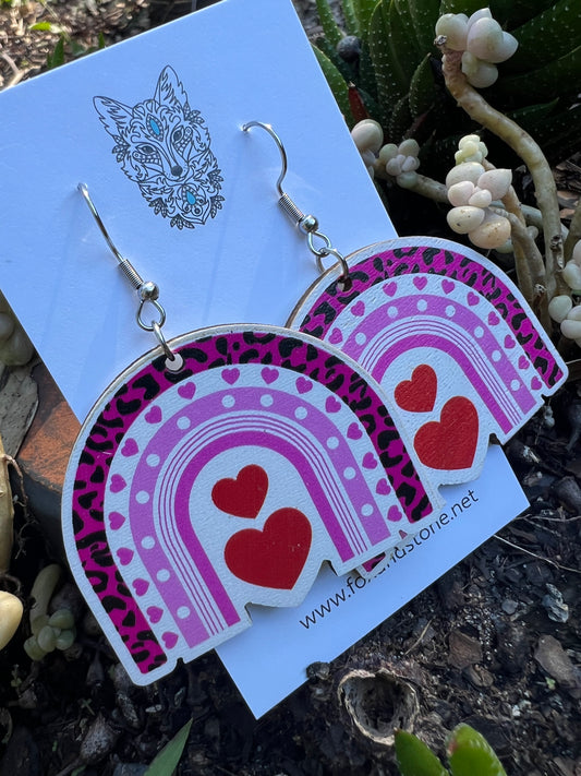 Wood Heart Arch Earrings