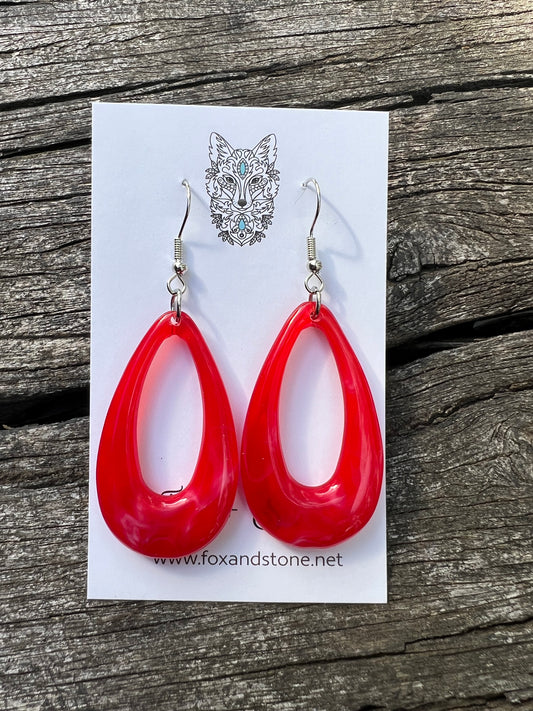 Red Oval Teardrop Dangles