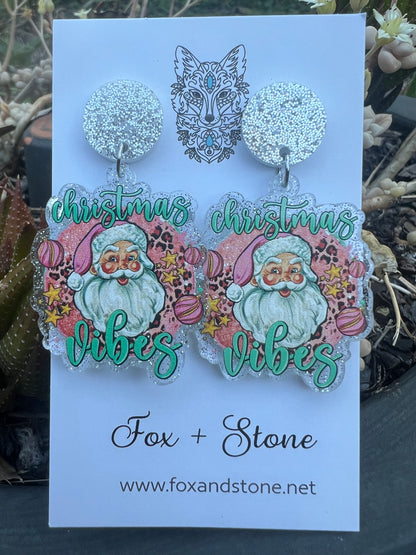 Merry Christmas Santa Earrings