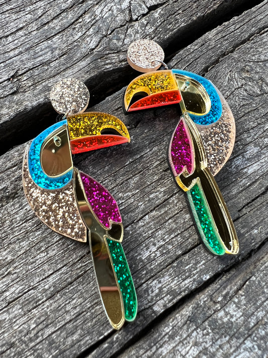Bold Parrot Mirror Earrings