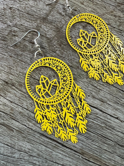 Dreamcatcher Filigree Earrings Yelllow