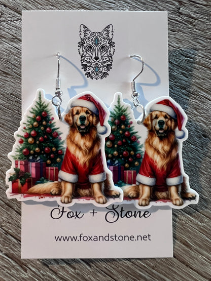 Golden Retriever Xmas Dog Earrings