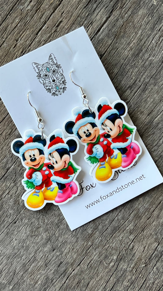 Merry Mouse Christmas Earrings