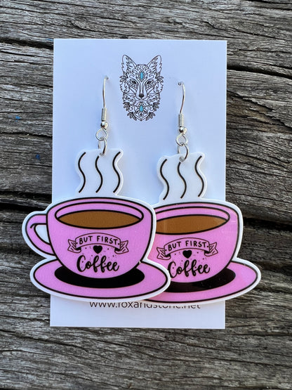 Pink Coffee Cup Earrings