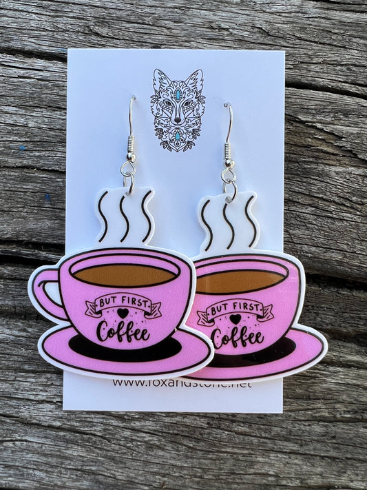 Pink Coffee Cup Earrings