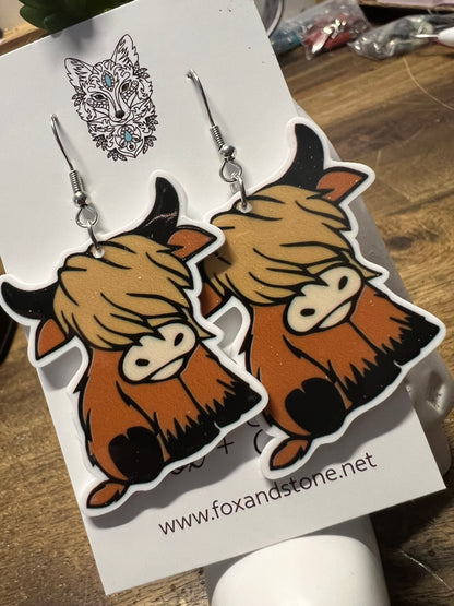Highland Cow Coffee Earrings
