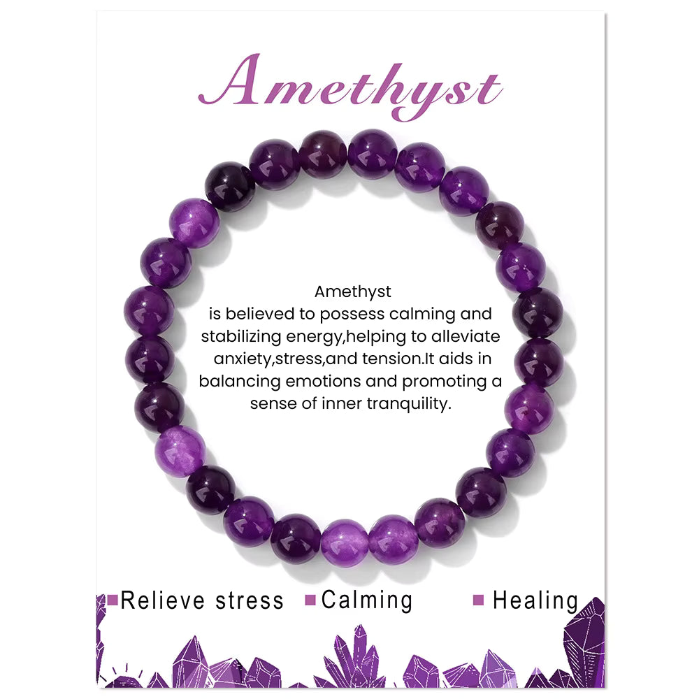 Amethyst Beaded Bracelet Healing Bracelet