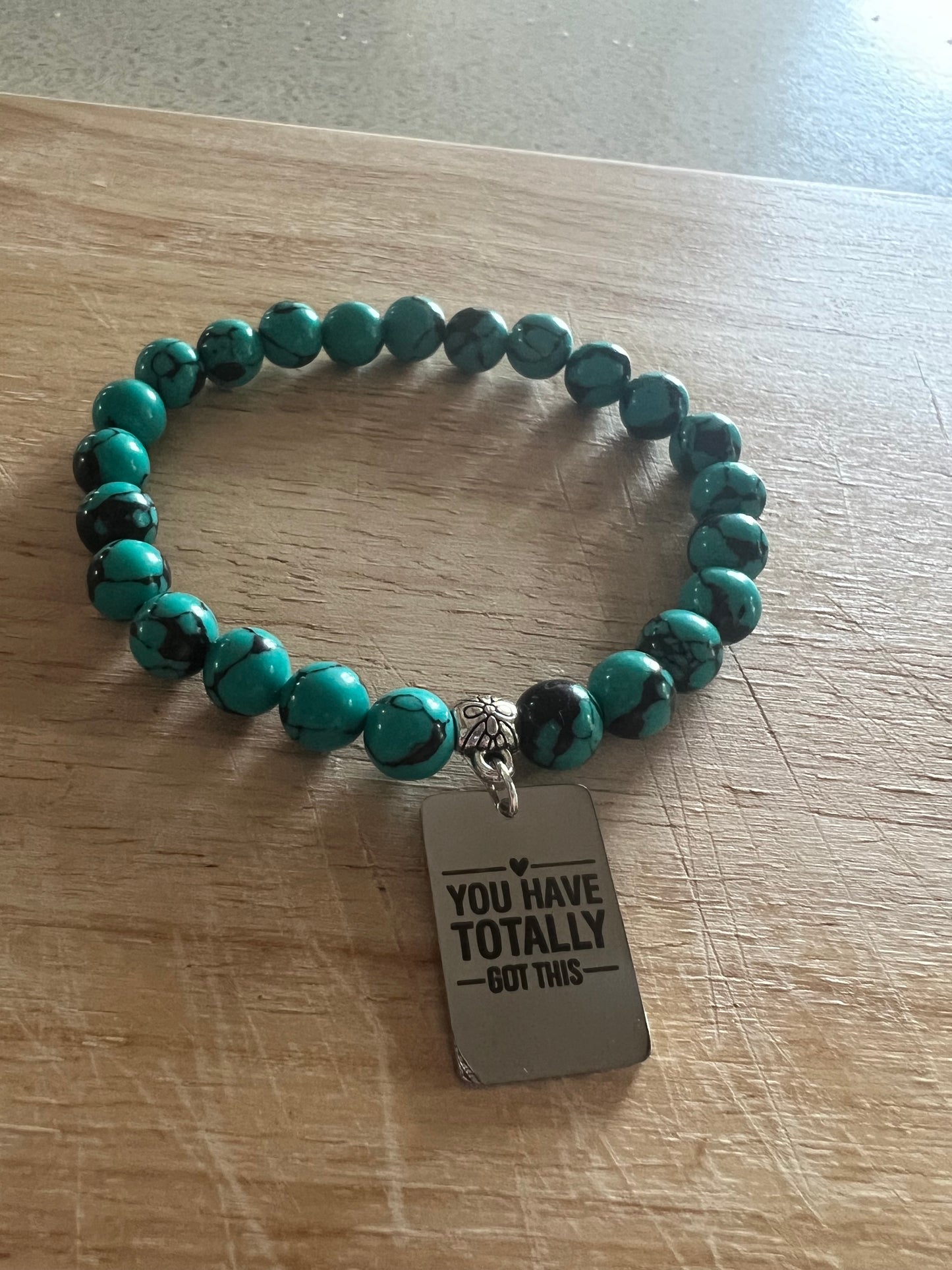 Inspirational Turquoise Gemstone Charm Bracelet