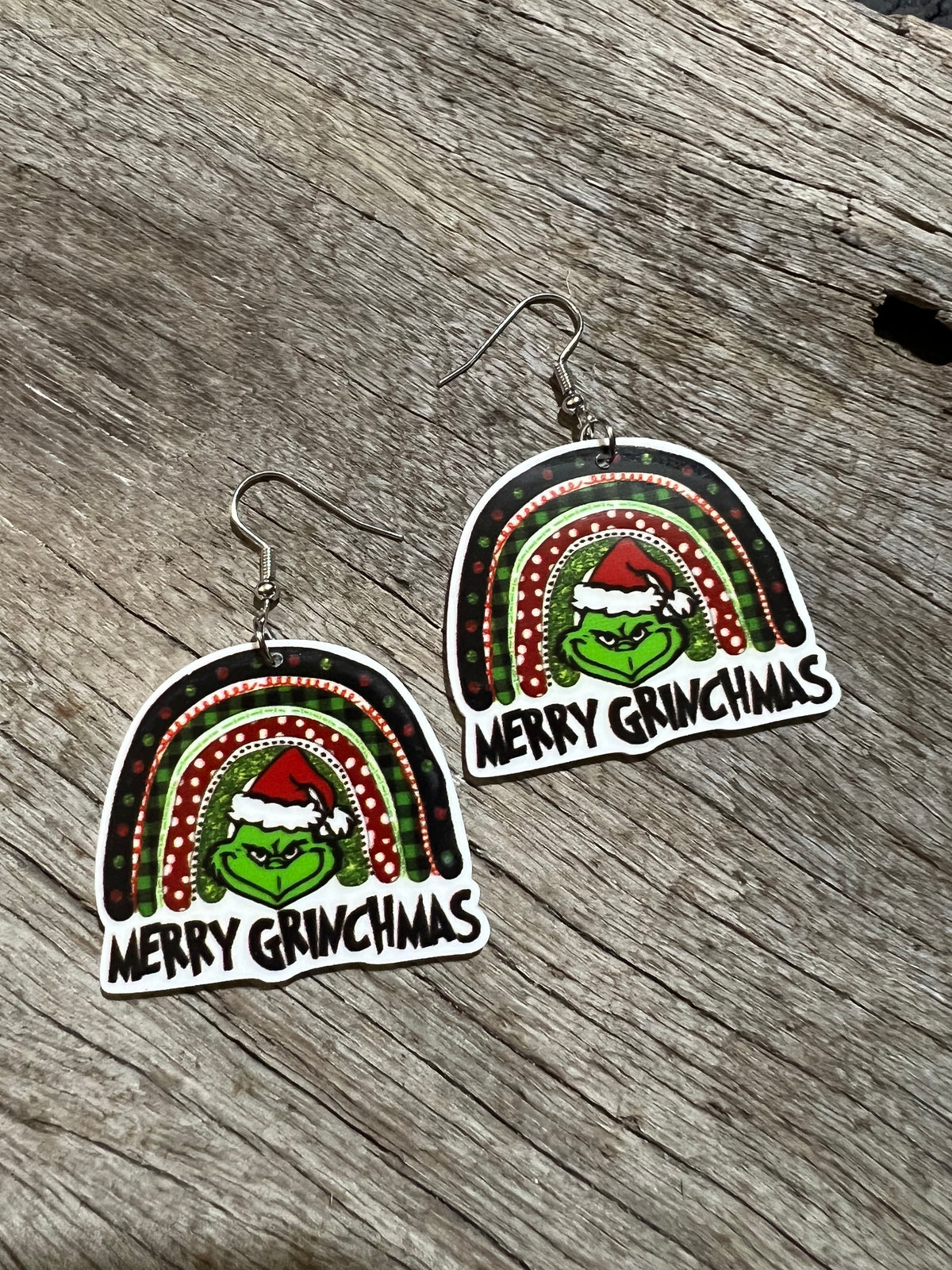 Merry Christmas Grinch Earrings
