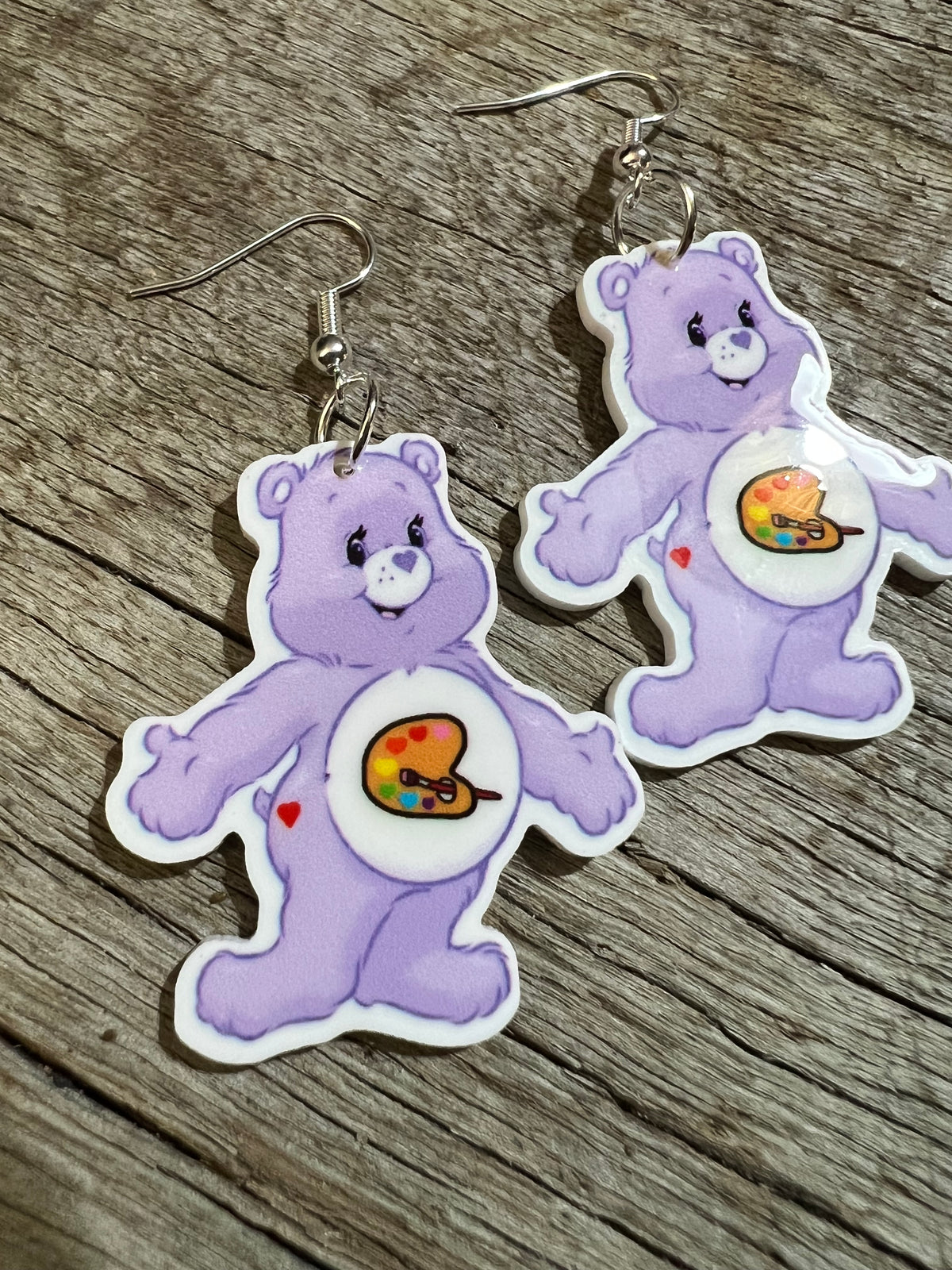 Lilac Paint Bear Earrings