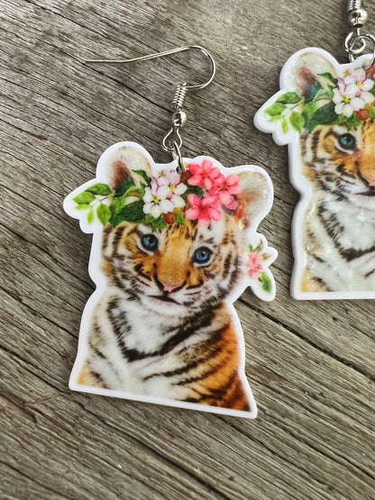Tiger Cub Floral Earrings