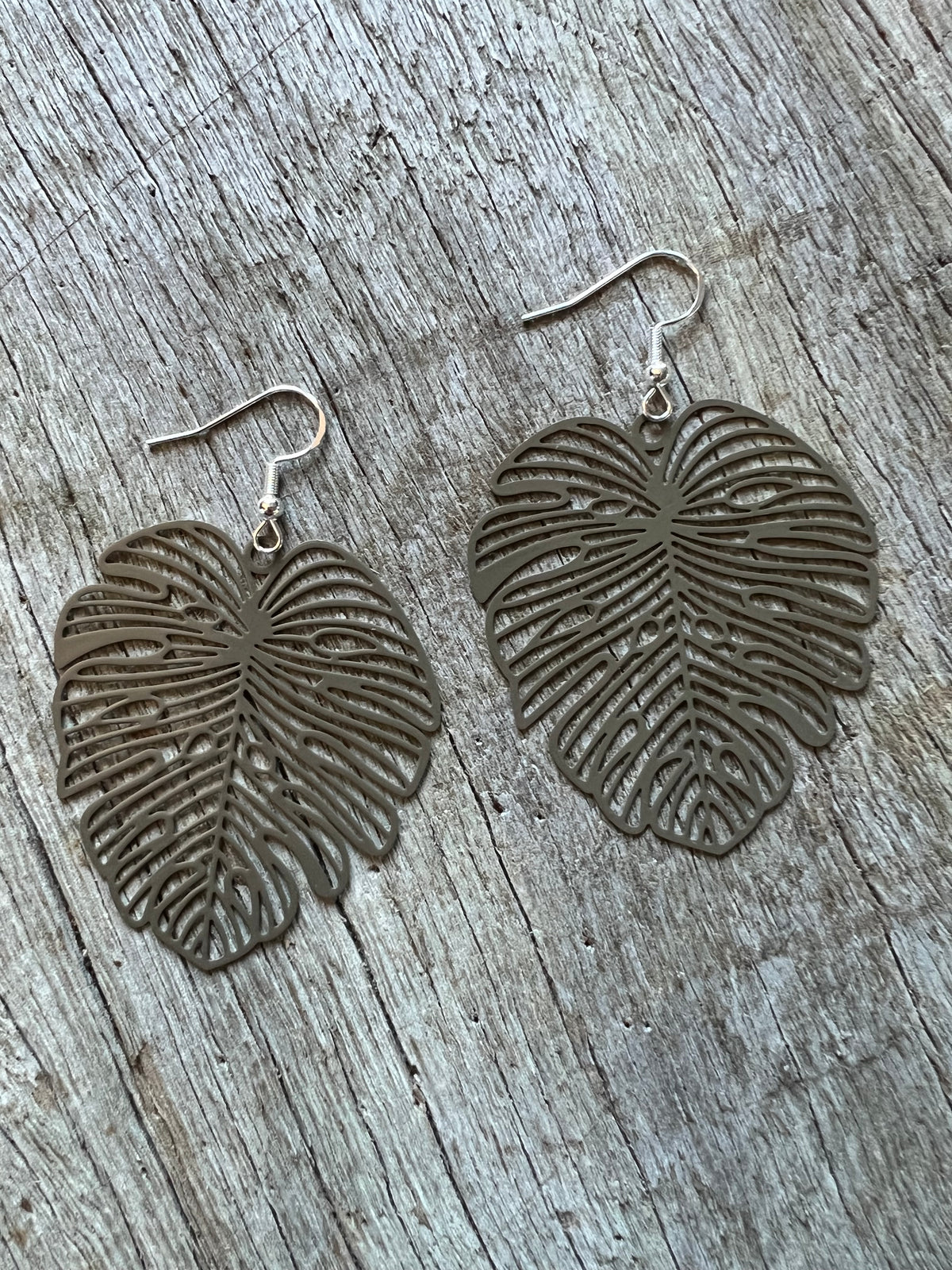 Athena Dark Olive Leaf Earrings