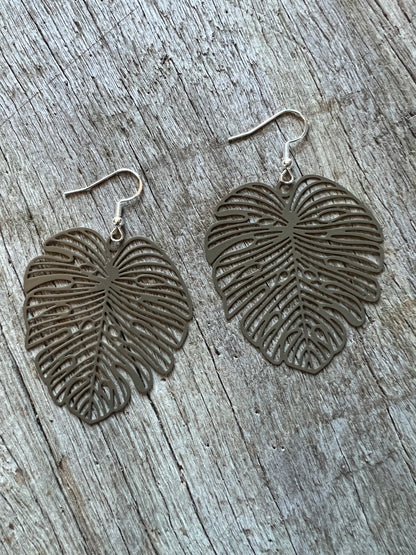 Athena Dark Olive Leaf Earrings