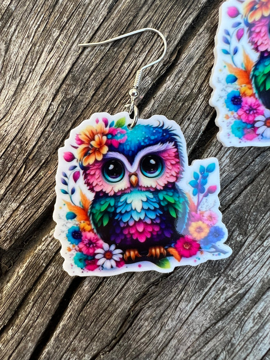 Stunning Colourful Owl Earrings