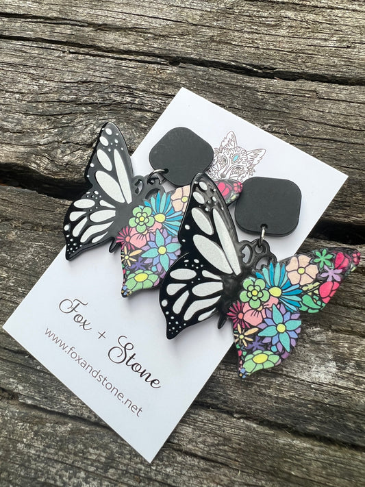 Bold Butterfly Floral Stud Earrings