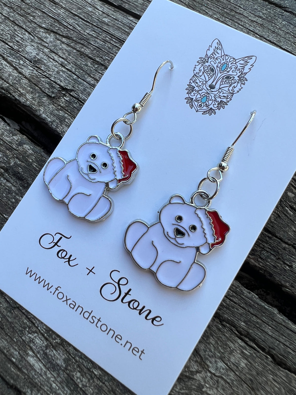 Merry Christmas Polar Bear Earrings
