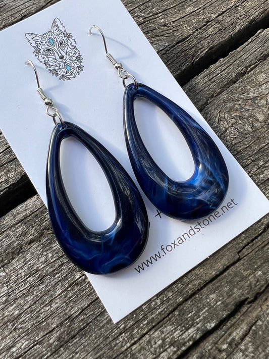 Blue Swirl Oval Teardrop Dangles