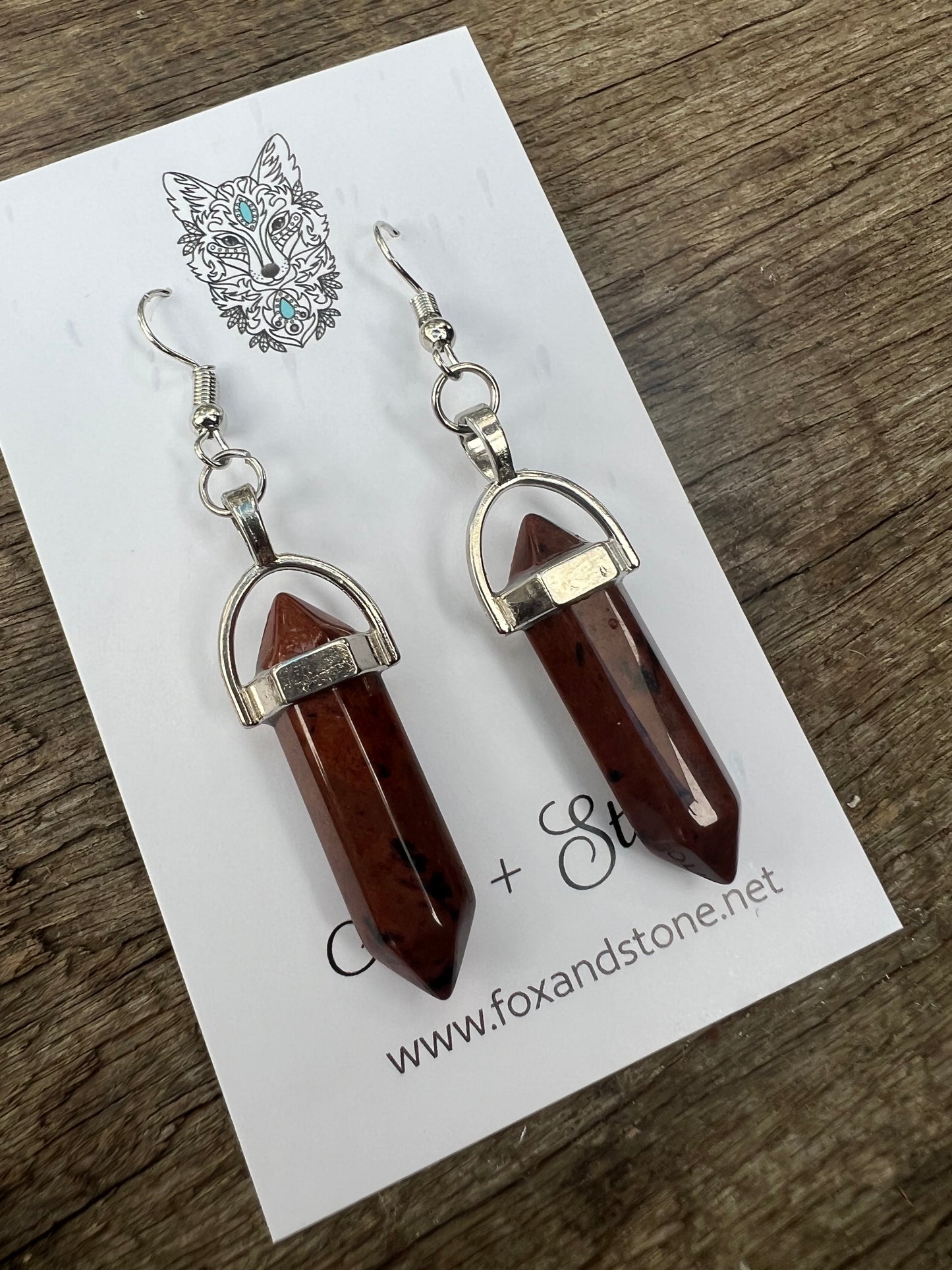 Brecciated Jasper Gemstone Bullet Point Earrings