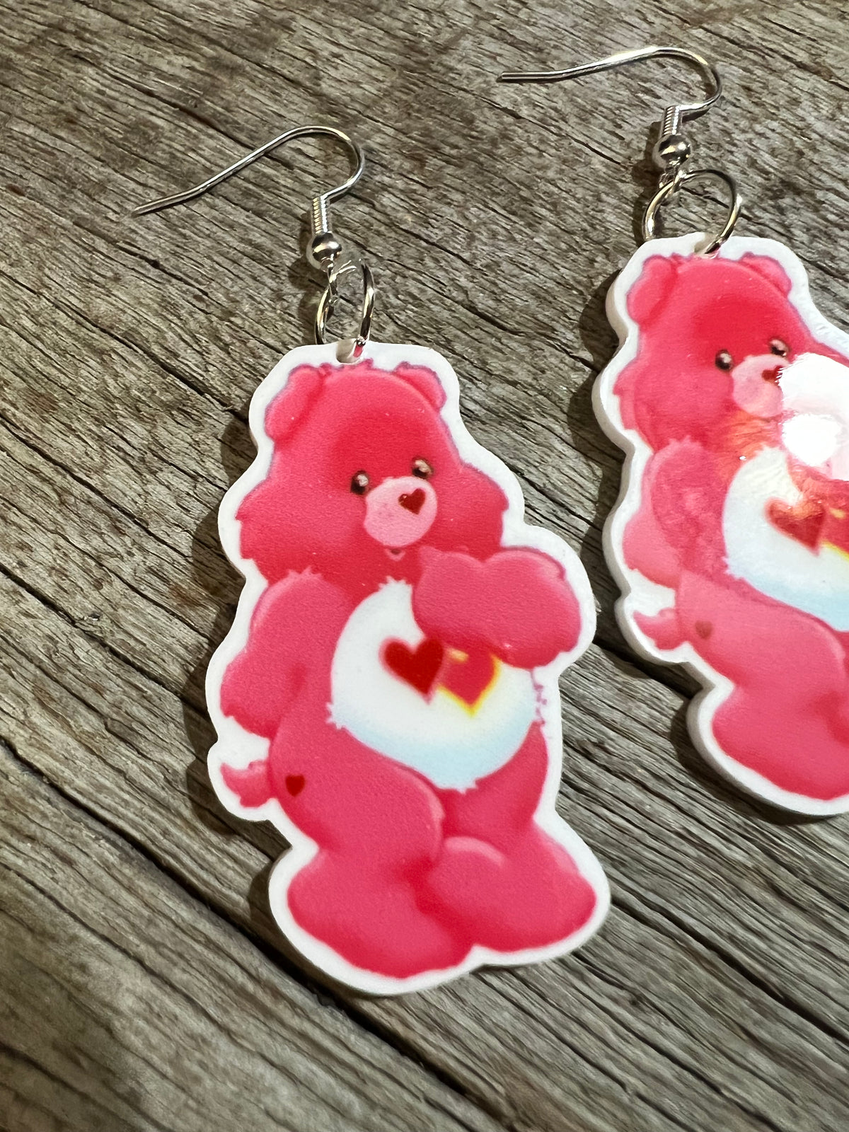 Pink Double Love Bear Earrings