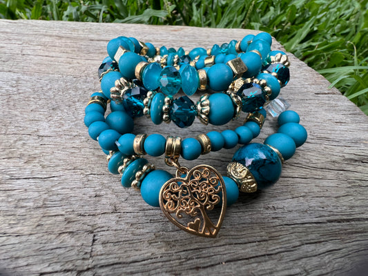 Ocean Vibes Beaded Bracelet Stack