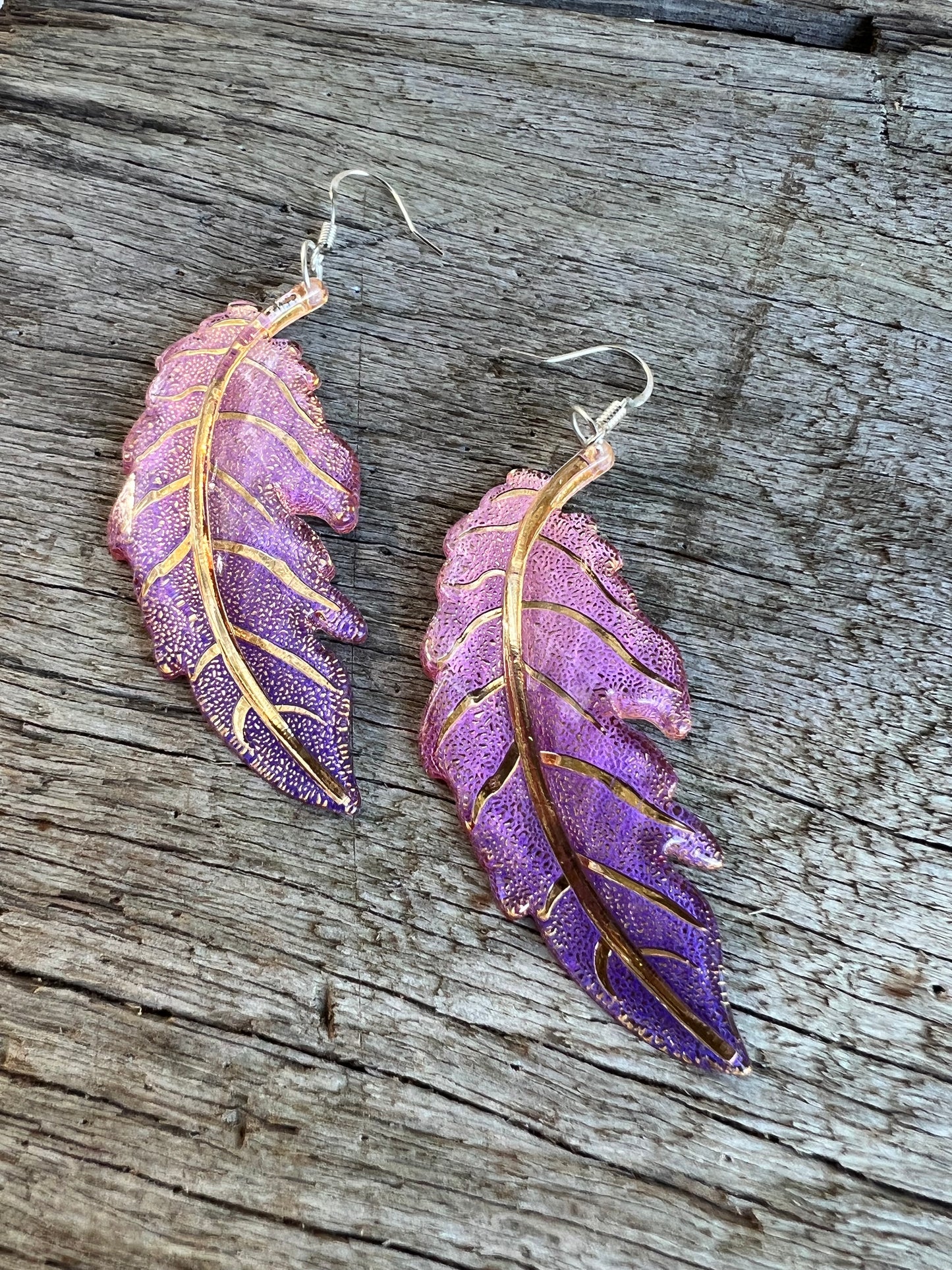 Ombre Purple Leaf Earrings