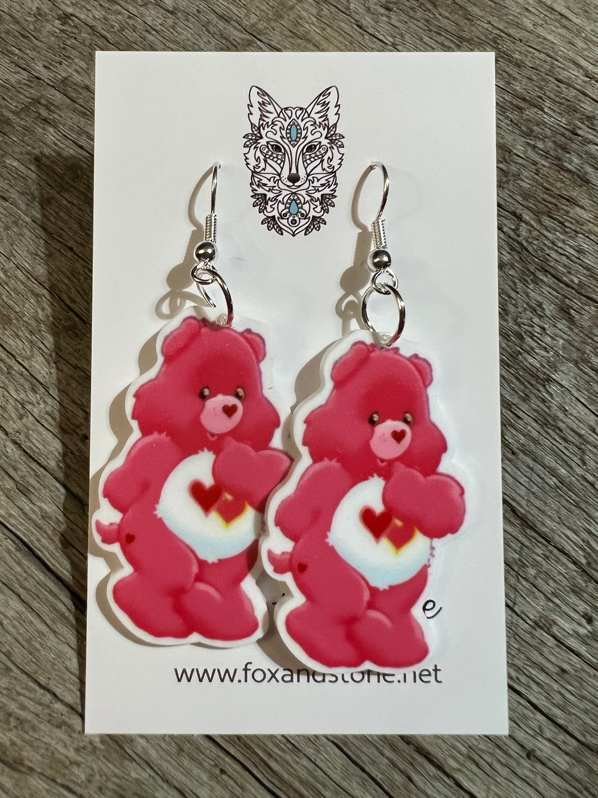 Pink Double Love Bear Earrings